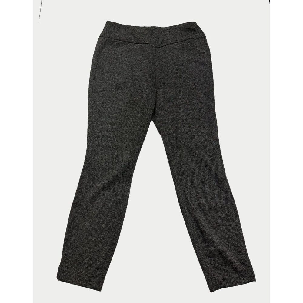 New York & Company Pull-On Ponte Pants Black Gray Speckled Knit Slim Ankle M